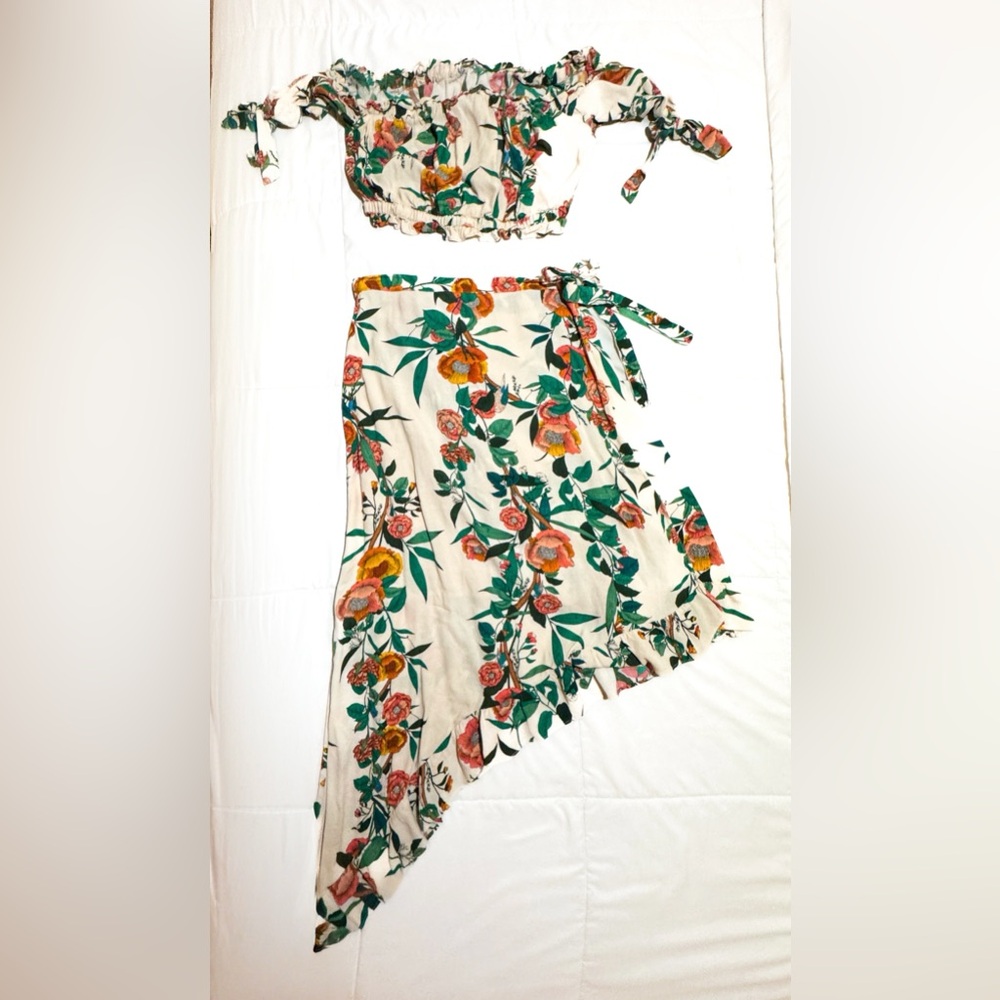Guess Floral Blouse and Skirt Matching Set
